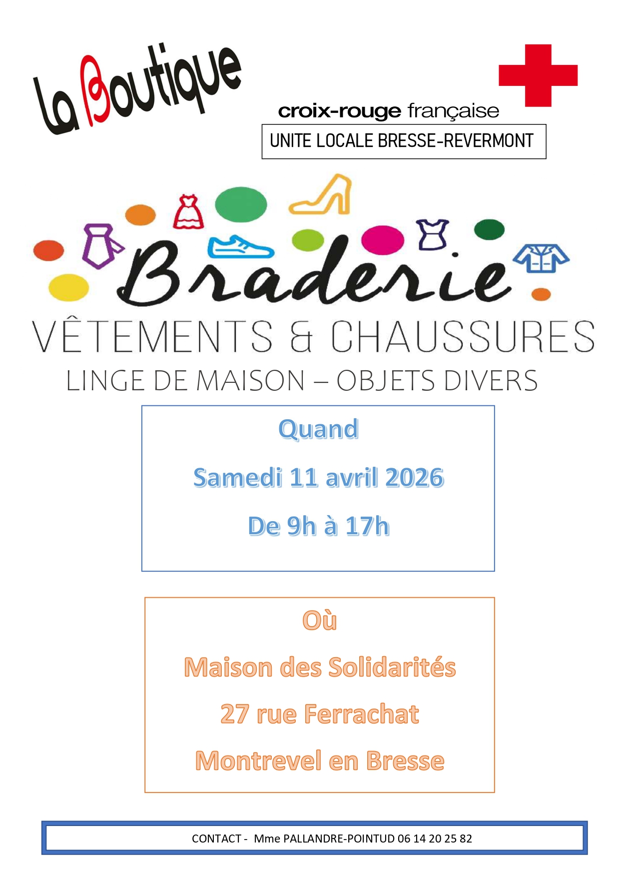 Affiche Braderie Croix Rouge 11 04 26 Montrevel