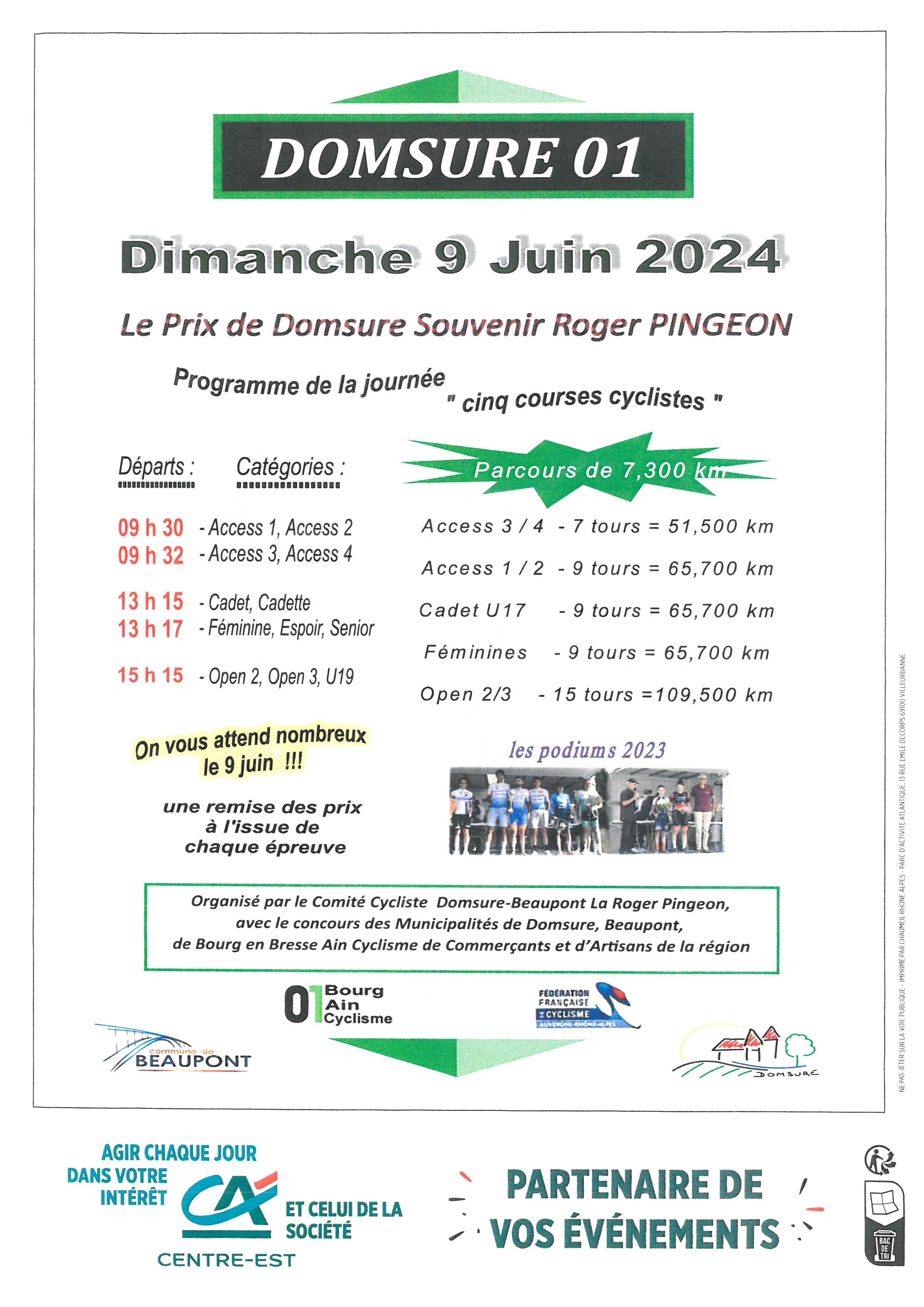 Affiche Course cycliste 096 06 2024 Prix de Domsure Souvenir Roger Pingeon