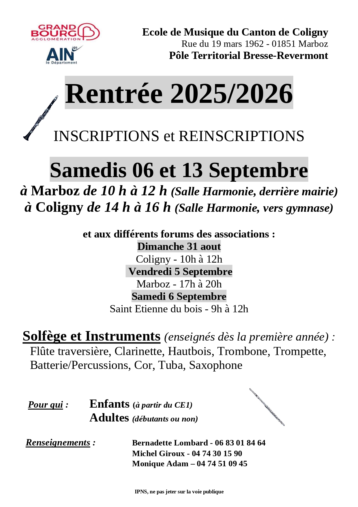 Affiche inscription EMCC 2025 2026
