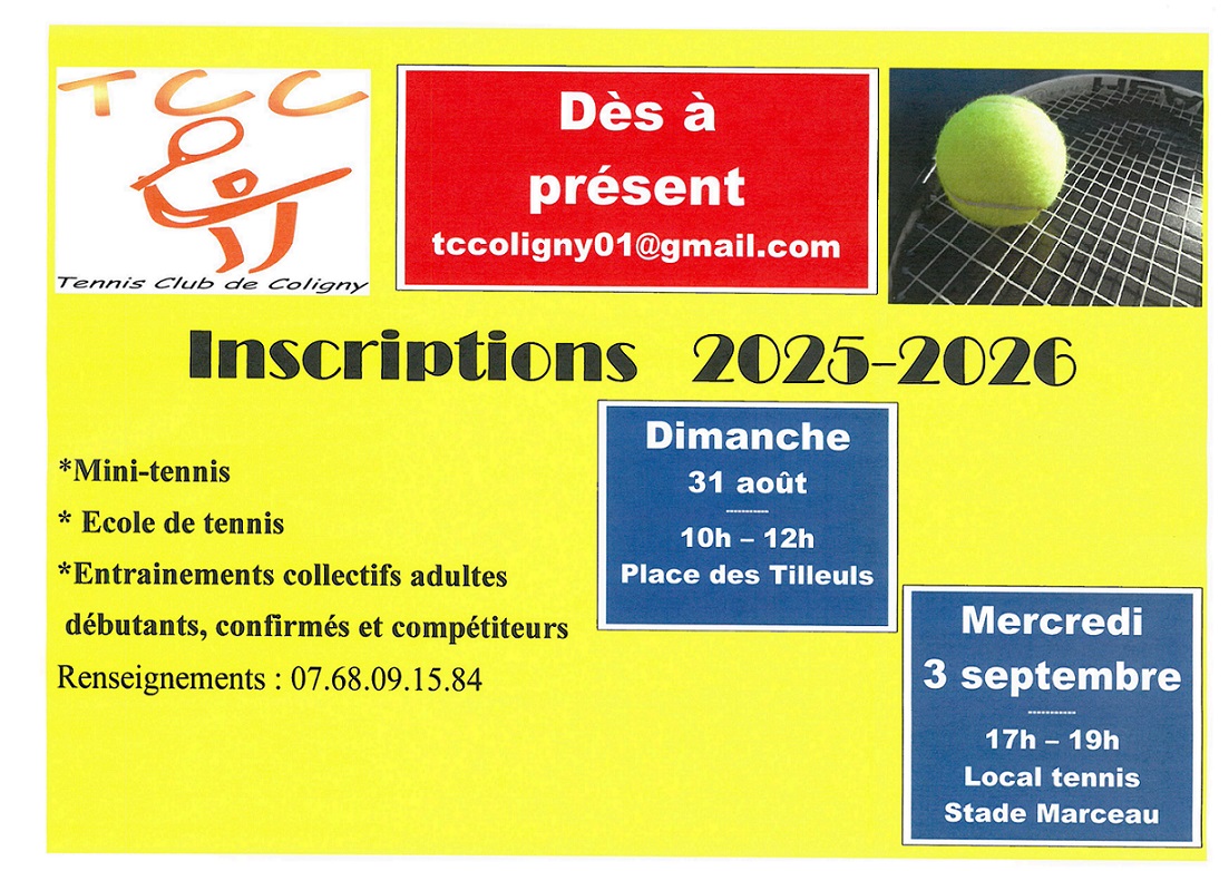 Coligny Tennis inscriptions 31 08 et 03 09 25