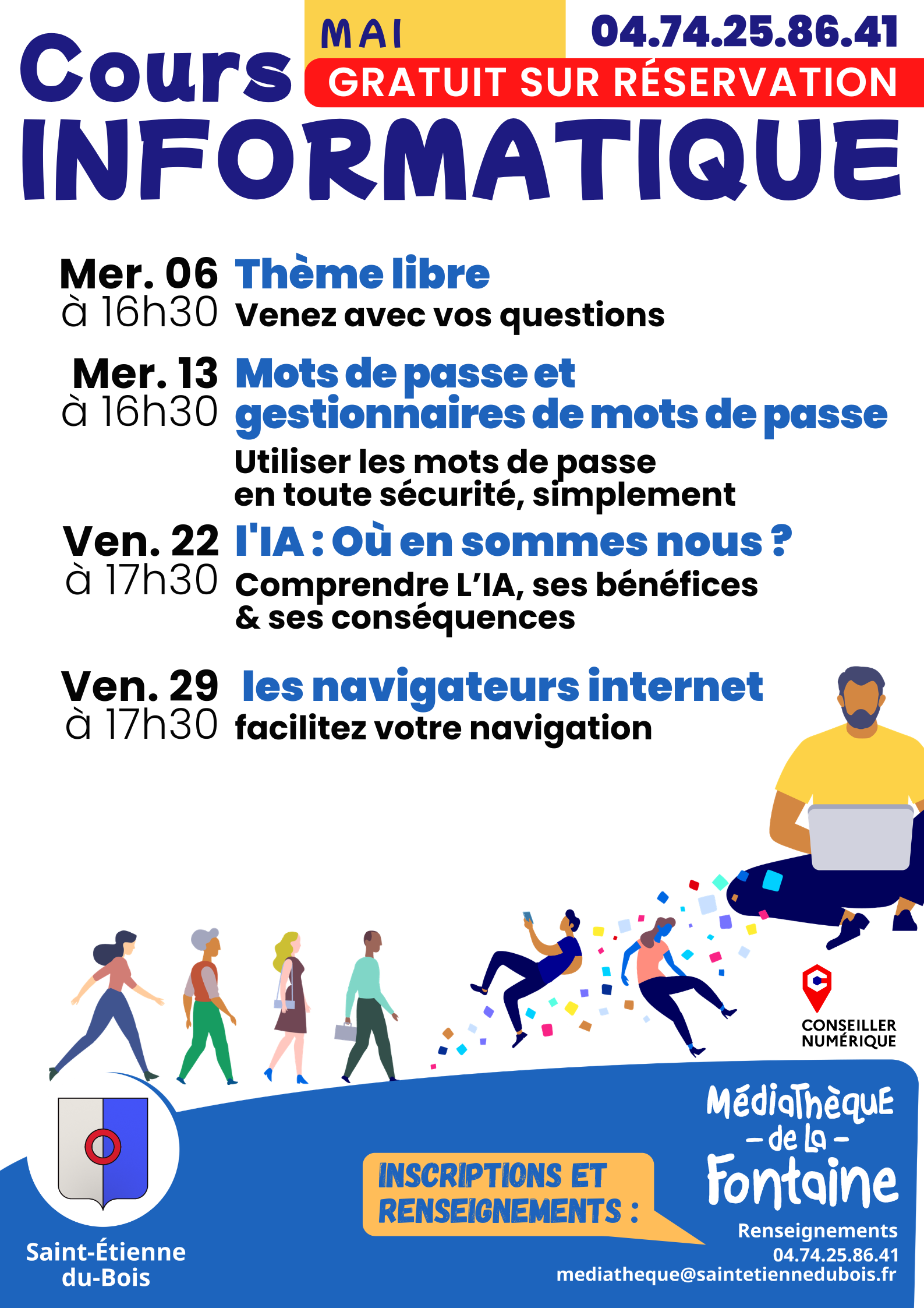 Cours informatique mai 2026 Médiathèque St Etienne du Bois